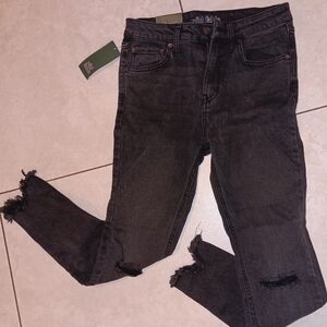 wild fable Black Skinny Jeans with Distressed Knees